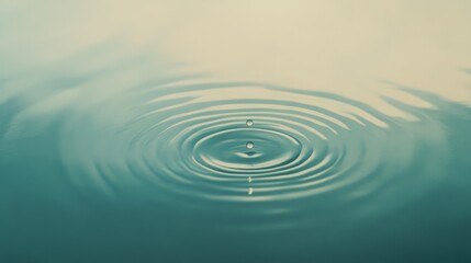 Poster - Dropping into tranquil water, creating expanding circular ripples that gracefully spread across the surface, evoking a soothing and meditative atmosphere of peace and purity