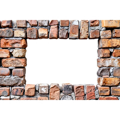 Rustic Brick Frame: A textured, rustic brick frame forms a rectangular opening, perfect for showcasing your message or design. The irregular brickwork adds a touch of vintage charm and authenticity.