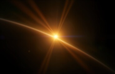 Wall Mural - abstract illustration of bright golden sun light with lens flares. powerful burst of energy radiatin