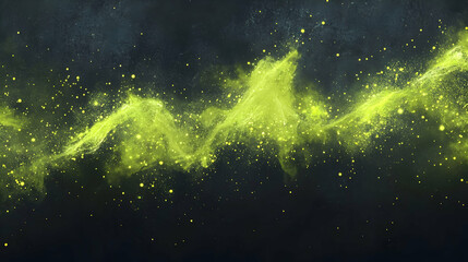 Neon green sparks radiating in dynamic bursts over a dark slate gray abstract background