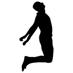 Poster - dynamic silhouette of a person in mid-jump, arms outstretched, head tilted back.