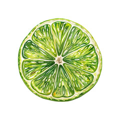 Wall Mural - Lime Slice Watercolor Painting 