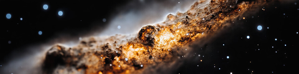 Wall Mural - Nebula with Brown, Orange, and Blue Starfield