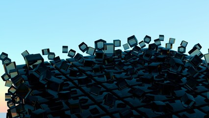 Aufkleber - Abstract 3D Glass Cubes on Gradient Sky Background