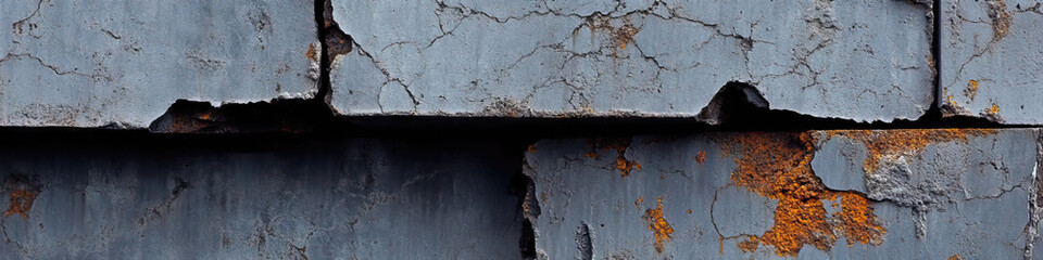 Wall Mural - Close-up of Weathered Concrete Blocks with Cracking and Rust