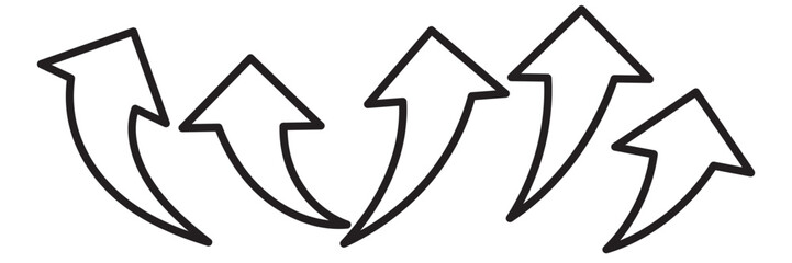 Wall Mural - arrow up icons. set of curve rise increase arrows. growth pictogram isolated. vector illustration.