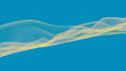 Fototapete - Abstract Yellow Hexagonal Mesh Wave on Blue Background
