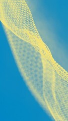 Poster - Abstract Yellow Hexagonal Mesh Wave on Blue Background