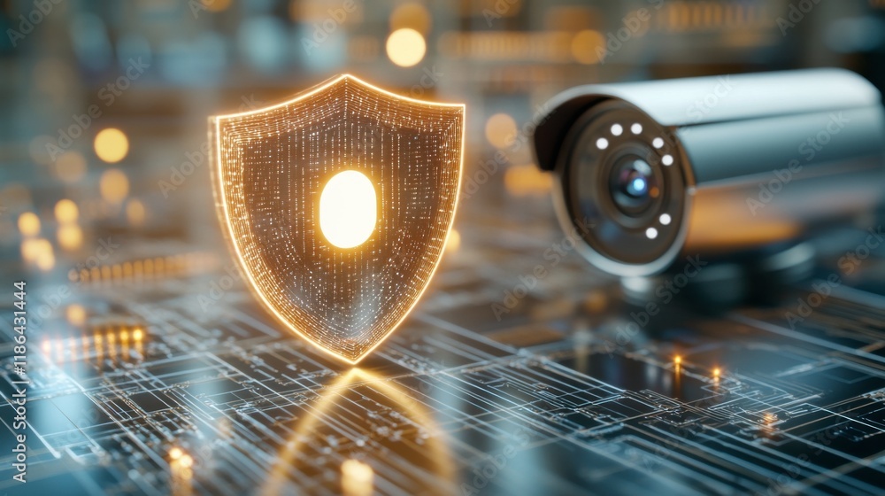 Cybersecurity Shield: A glowing shield symbolizing data protection ...