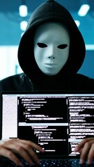 Aufkleber - Cyber Security Risk. Thief Man Hacking