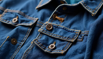 Spring denim jackets for sale, blue color, detailed fabric texture, copy space