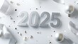 © Natpasit - Sparkle and Shine: Glittering silver numerals '2025' take center stage against a backdrop of festive confetti and elegant ribbons, evoking anticipation and optimism for the year ahead.