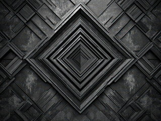 Wall Mural - A black and white image of a diamond shape with a lot of sharp angles and lines