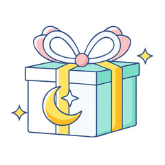 eid gift box with ribbon vector icon, eid al-fitr vector illustration - simple illustration of eid gift box with ribbon perfect for logos, and eid al-fitr-themed designs.