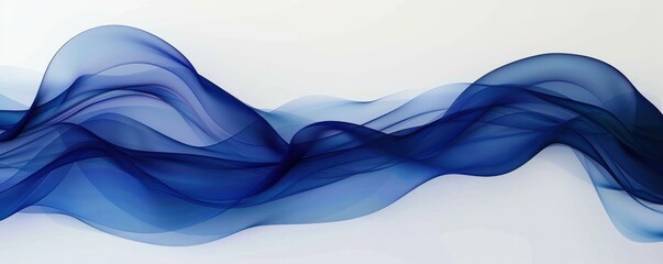 Blue curved lines dynamic curve wave flow striped pattern illustration wallpaper on white background horizontal soft and smooth