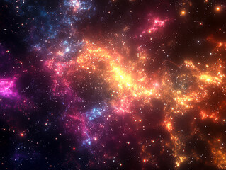 Wall Mural - A colorful galaxy with many stars and a bright yellow line