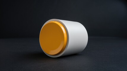 Aufkleber - A minimalist cylindrical object with a vibrant yellow top, ideal for modern decor or design.