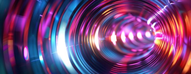 Wall Mural - abstract colorful dark blue purple tunnel tube futuristic glowing light