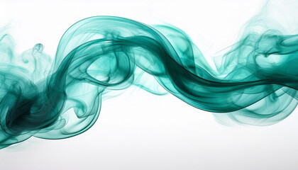 Wall Mural - abstract teal smoke swirls on white background