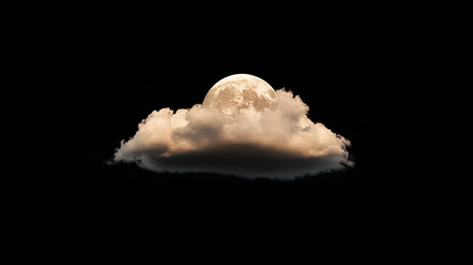 Moonlit Cloud: A full moon peeks through a fluffy cloud, casting a soft glow against the inky black sky. The image evokes a sense of mystery, serenity, and celestial wonder.