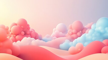 Wall Mural - Soft and Dreamy Abstract Background with Fluffy Pink and Blue Clouds Ideal for Relaxation and Calm Visuals