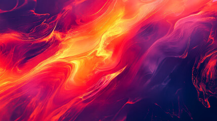 Wall Mural - A colorful, abstract painting with a fiery orange and blue swirl