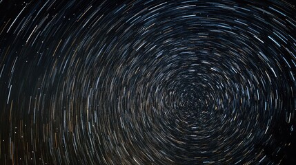 Wall Mural - Swirling Starfield with Circular Star Trails in Cosmic Night Sky Creating a Dynamic Astronomical Journey Through Space