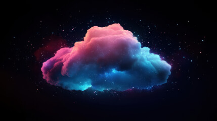 Wall Mural - cosmic cloud bloom: a vibrant, otherworldly cloud glows with neon pink and blue hues against a dark,