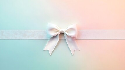 Wall Mural - White Ribbon Bow on Pastel Background