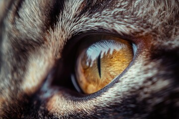 Wall Mural - A detailed shot of a cat's eye with expressive pupils