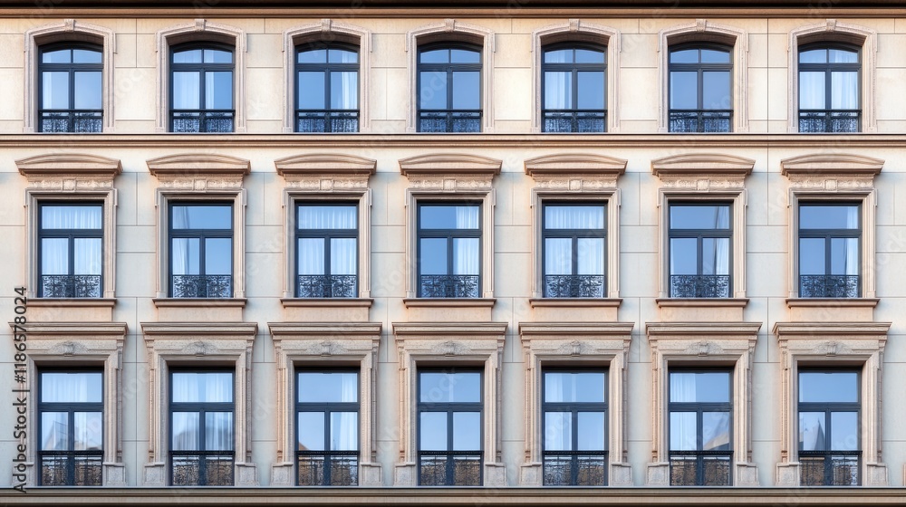 Window Simetric Image Facades of a modern apartment building showcasing symmetrical windows ...