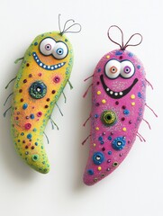 Poster - Bright and cheerful microbes with eyes and smiles bring joy to any space in vibrant colors and playful designs. Generative AI