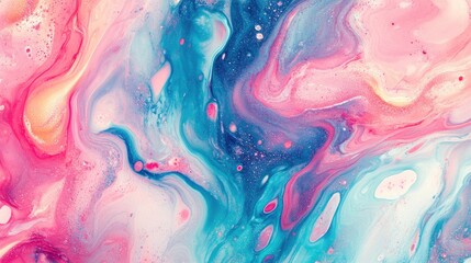 Wall Mural - Abstract fluid art background with vibrant pink and blue swirls perfect for creative digital projects and contemporary designs