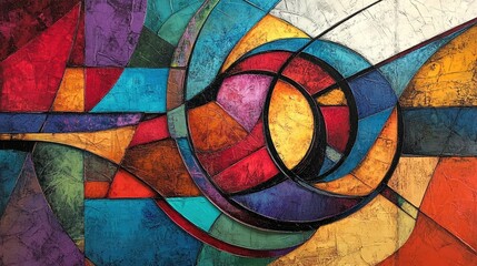 Wall Mural - Vibrant abstract artwork featuring swirling colors and dynamic textures creating a captivating visual experience of blended hues and shapes