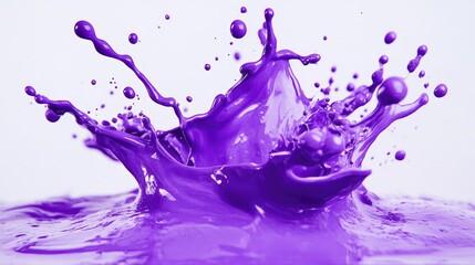 Canvas Print - Vibrant violet paint splash creating dynamic patterns against a clean background for artistic and creative design use.