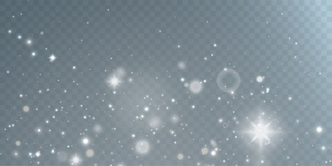 Wall Mural - glowing bokeh and glitter cloud effect with bright dust particles isolated on transparent background