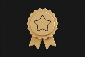 Aufkleber - A 3D rendering of a golden award badge with a star, symbolizing achievement and excellence.