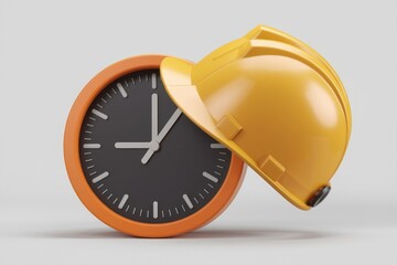 Leinwandbilder - Construction project deadline, time management, clock with hard hat.