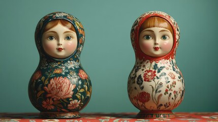 Traditional Russian Matryoshka Dolls Showcasing Artistry and Cultural Heritage in Vibrant Colors and Intricate Patterns