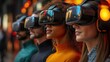 © Erisna Yolanda - Diverse group of people experiencing virtual reality outdoors at night.