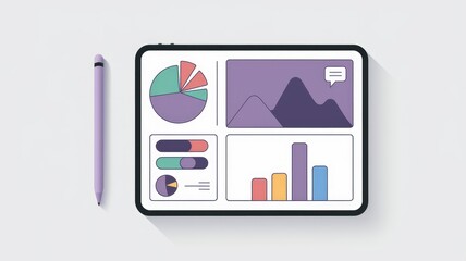 Leinwandbilder - Tablet display showing various charts and graphs for data analysis and visualization.