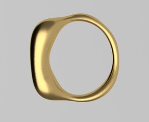 Wall Mural - Surreal abstract 3D illustration of a golden melting ring on a light background.