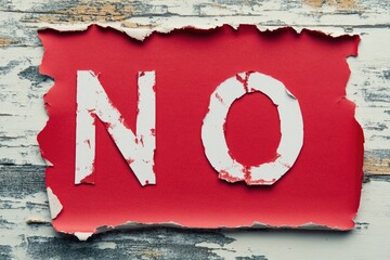 A simple red sign with the word 'no' written on it, often used to indicate refusal or denial