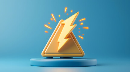 sharp 3D danger symbol featuring high voltage lightning bolt, designed to convey caution and alertness. bright colors and dynamic shape enhance its visibility