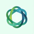 © Drowfear - Entrelazado de círculos en degradado de verdes y azules, símbolo de conexión y unidad