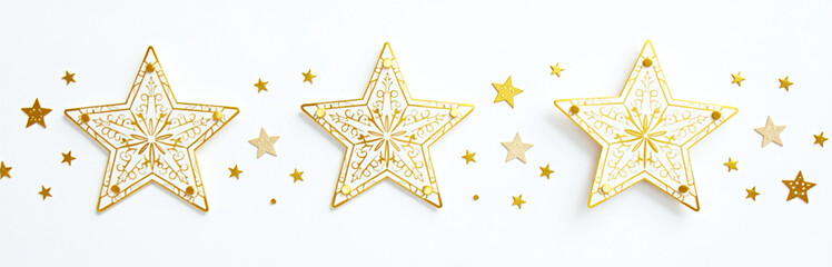 Wall Mural - Gold Star Brocade Isolated On A White Background And Transparent Png For Christmas Decoration And Festive Holiday Designs. 00002