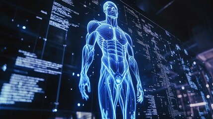digital anatomy: human body projection on futuristic interface