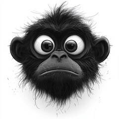 Wall Mural - A black and white funny monkey face