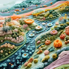 Aufkleber - Bacterial landscapes with vibrant colors and intricate textures creating a unique abstract environment. Generative AI