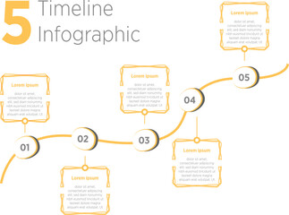 Wall Mural - Modern Timeline Creator infographic template. 5 Step timeline journey, calendar Flat simple infographics design template. presentation graph. Business concept with 5 options, vector illustration.